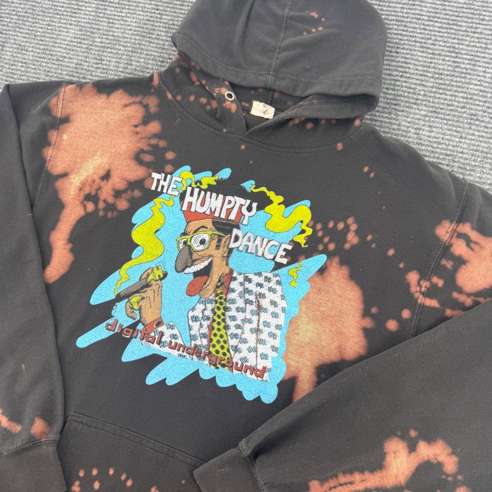 Delta Fleece Digital Underground Humpty Dance 2XL Black Bleach Wash Hoodie